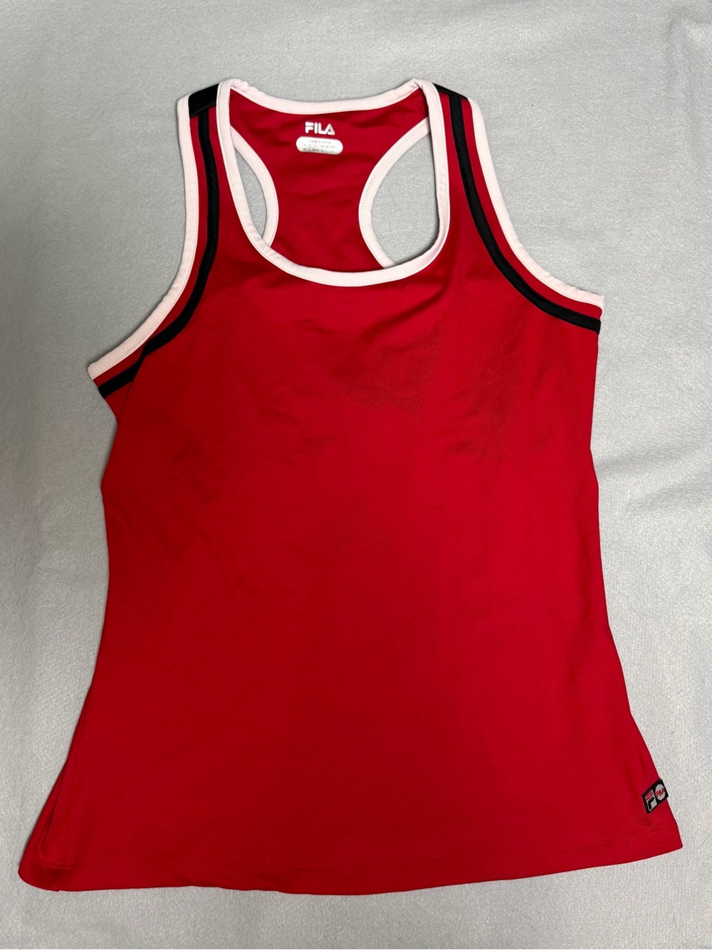 FILA Women’s-Red Athletic Racerback Tank with White Trim
